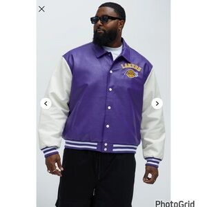 Fashion Nova Purple and White Varsity Jacket